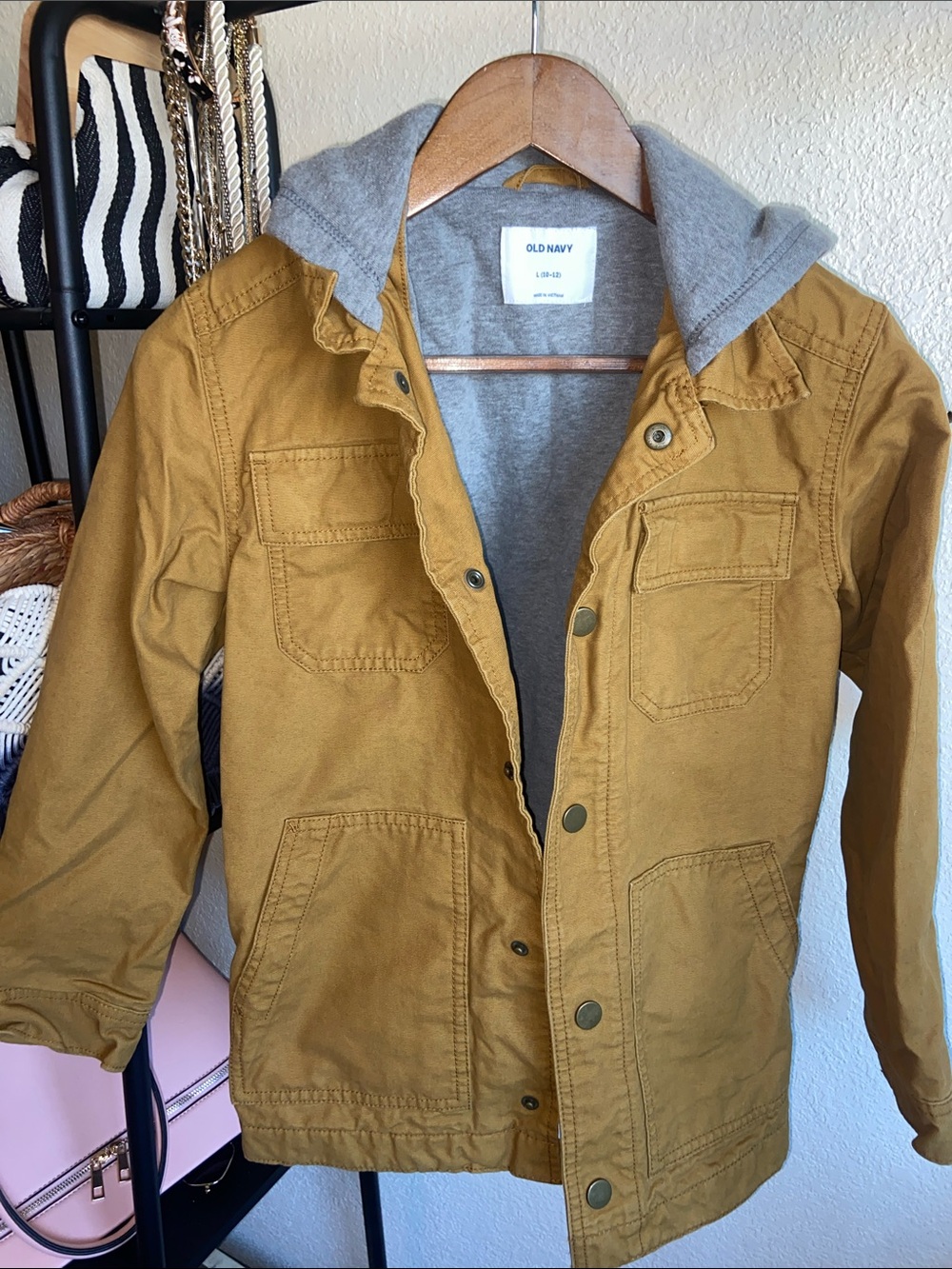 Old Navy Mustard Yellow Hooded Jean-Style Jacket